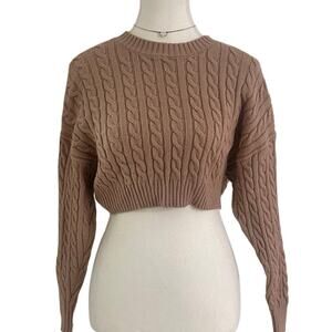 Altard State Size XS Brown Knitted Cropped Sweater Perfect For Fall + Winter